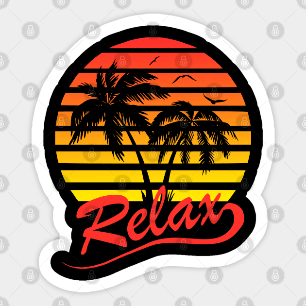 Relax Tropical Sunset Sticker by Nerd_art